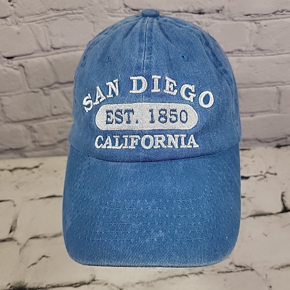 San Diego California Hat Mens Blue Jean Denim OSFA Adjustable Travel Dad Ballcap
